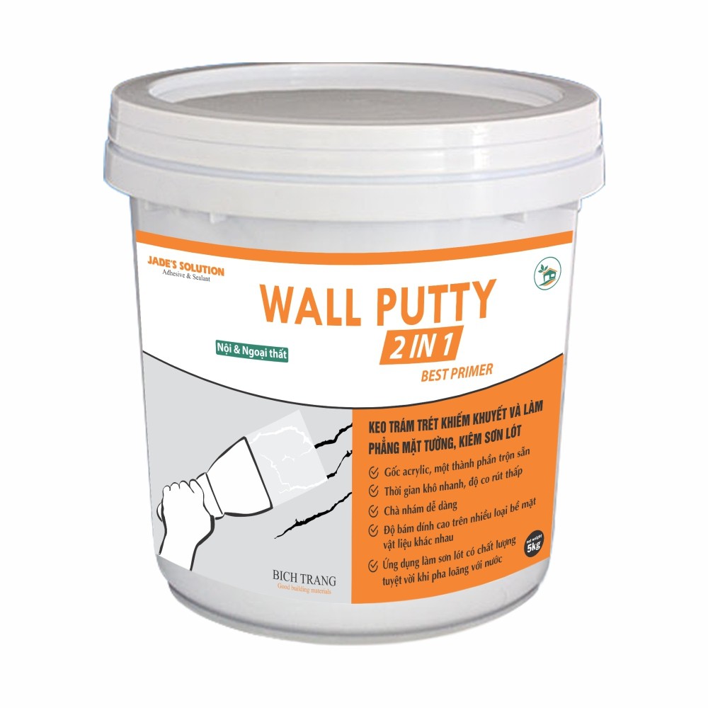 Keo che lắp lỗ ốc vít, lỗ dinh, tắc kê và vết nứt nhỏ - kiêm sơn lót - Wall Putty (2 in 1) trộn sẵn sử dụng ngay