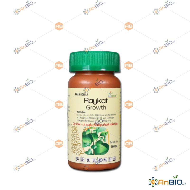 PHÂN BÓN LÁ SINH HỌC Raykat Growth Chai 100ml KHỎE CÂY XANH LÁ KHÁNG BỆNH - D3.1016.1