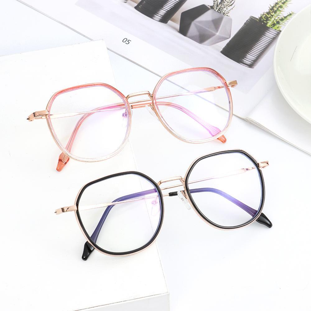 Mắt Kính Gọng Tròn Siêu Nhẹ Chống Tia UV Màu Xanh Dương