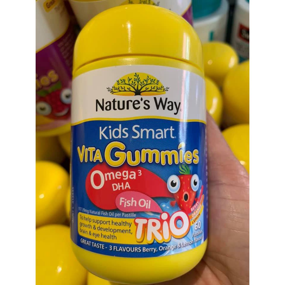Kẹo gum bổ sung DHA cho bé Kids Smart Vita Gummies Omega-3 60 viên