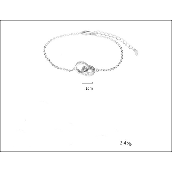 Lắc Tay Bạc Nữ S925 Nhẫn Đôi Singapore LTVAD052. Vòng Tay Bạc Nữ 20Silver