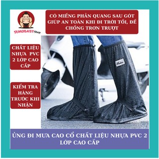 Ủng đi mưa ,bọc giầy đi mưa cổ cao với chất liệu nhựa pvc 2 lớp - hàng cao cấp