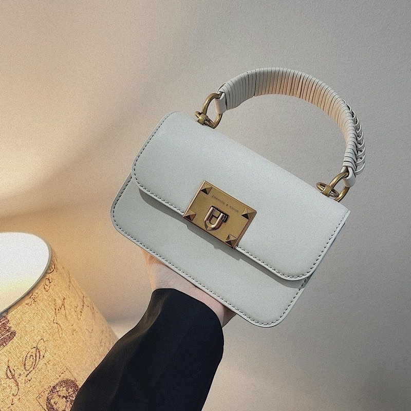 Túi CN.K bản quai tết khoá gập size 18 chất da bóng mịn chuẩn hàng QCCC (kèm ảnh thật shop chụp)