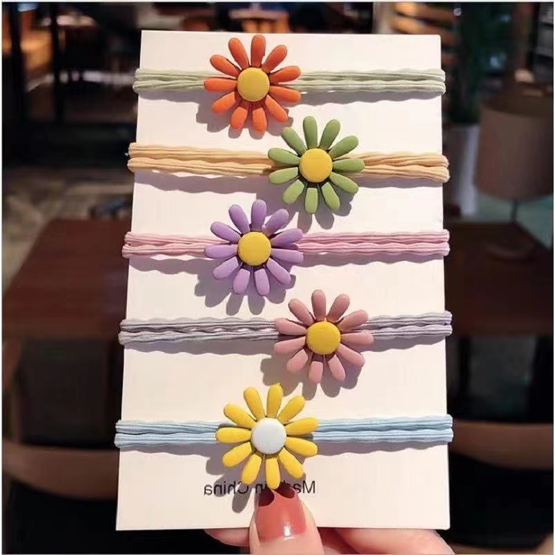 Dây Cột Tóc Hoa Cúc Hàn Quốc Siêu Bền Co Giãn Hai Lớp - Dây Buộc Tóc Siêu Bền Cho Bé