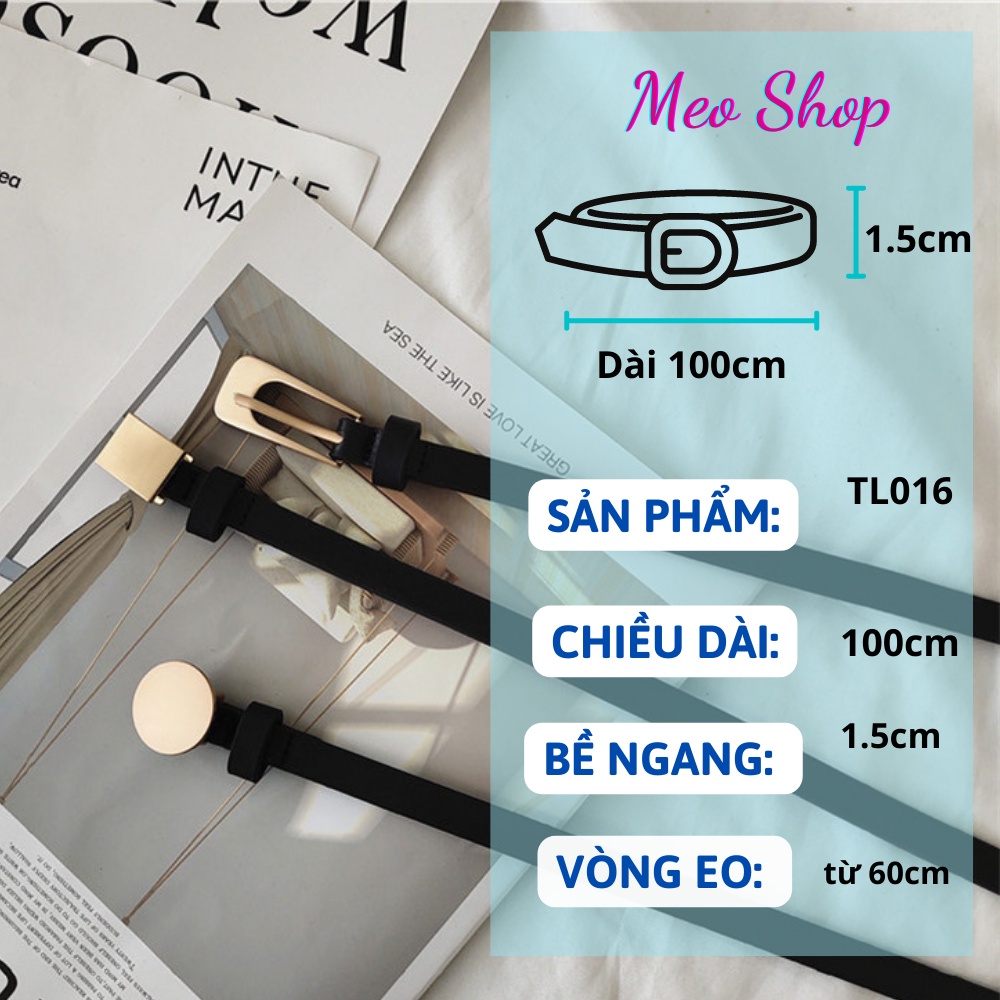 Thắt lưng nữ đai váy nữ 3 kiểu mặt Hàn Quốc - Dây nịt bản nhỏ 1.1cm mặt tròn vuông khuyết 3 kiểu TL016 Meo shop