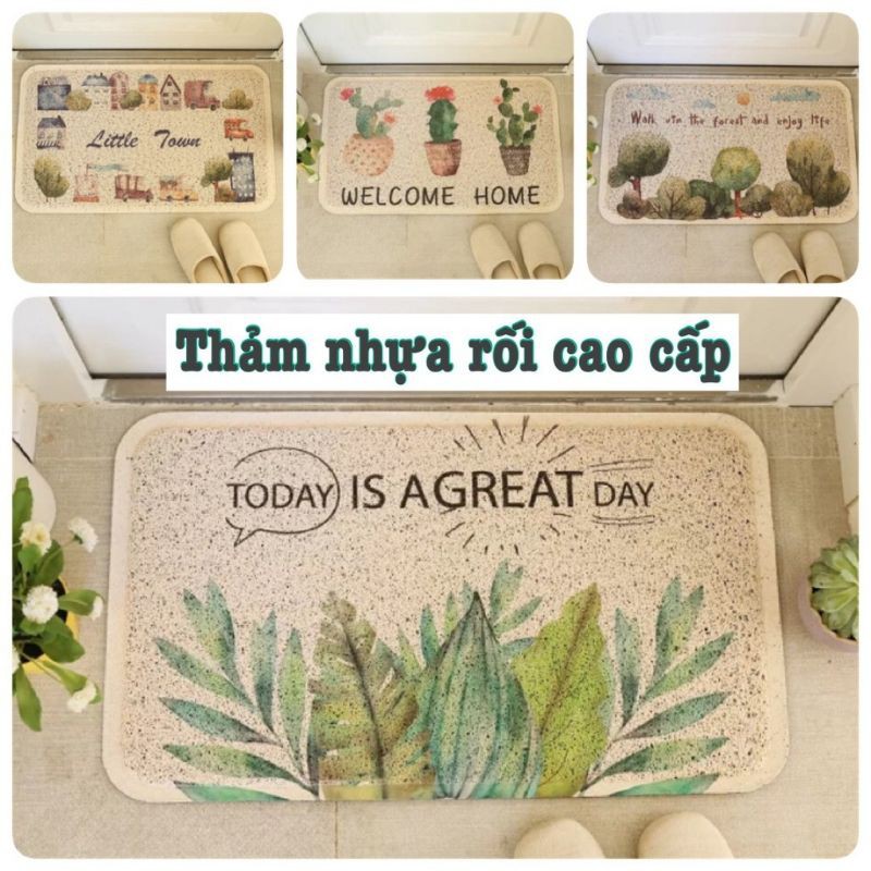 Thảm cửa chùi chân rối cỡ lớn hoạ tiết đẹp chống trơn trượt