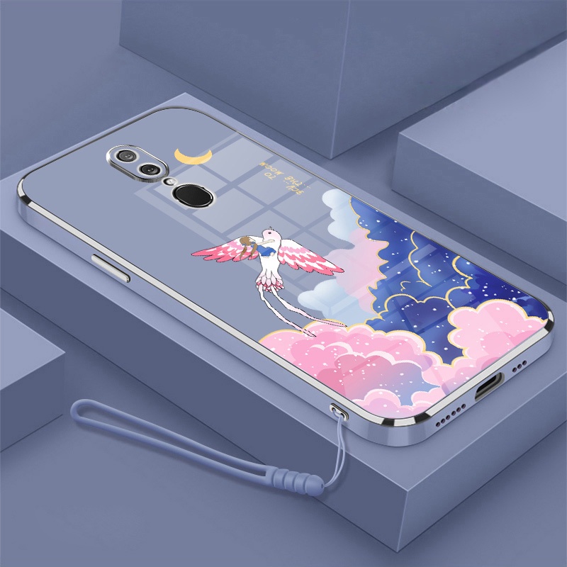 Ốp Điện Thoại Viền Mềm Mạ Điện In Hoạt Hình Kèm Dây Đeo Cho OPPO F11 PRO F11 F9 F7