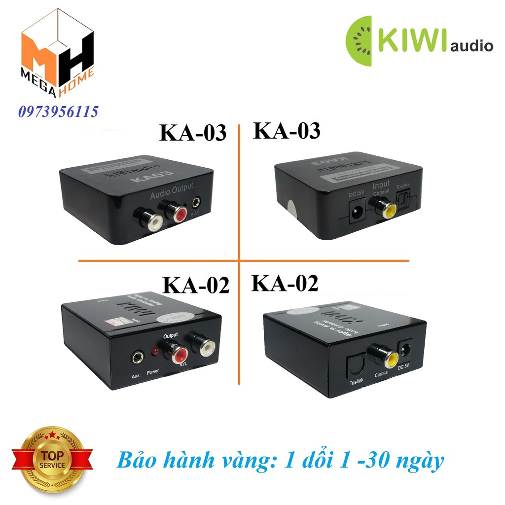 Bộ Chuyển Đổi Âm Thanh KIWI KA03 - KA03 PRO - KA02 DIGITAL (Coxial or Optical) TO ANALOG (L/R) - 1 đổi 1: 30 ngày