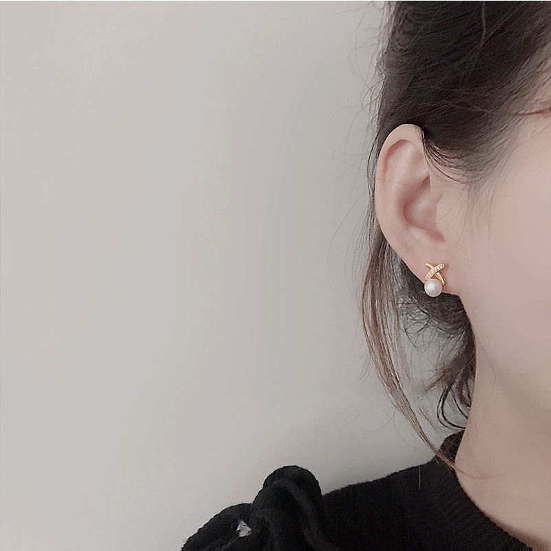 Bông tai hàn quốc tiểu thư nhỏ xinh sang trong chuôi bạc 925 cao cấp đính đá, hình hoa, nơ, ngọc - Mely