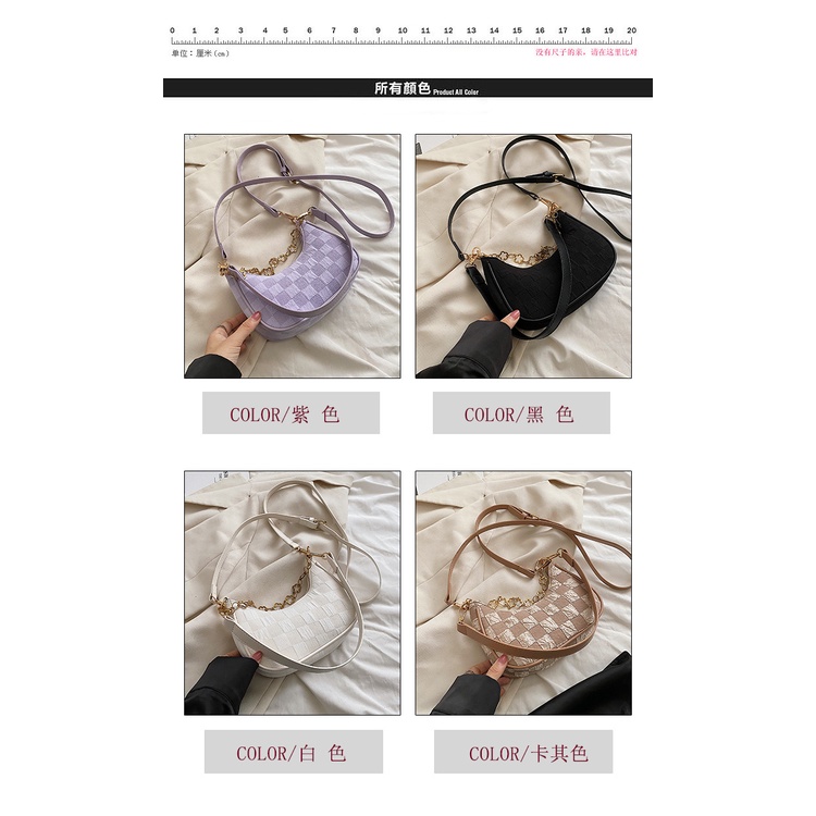 Túi Xách JASMIN NOIR Đeo Chéo Họa Tiết Sọc Caro Thời Trang Cho Nữ