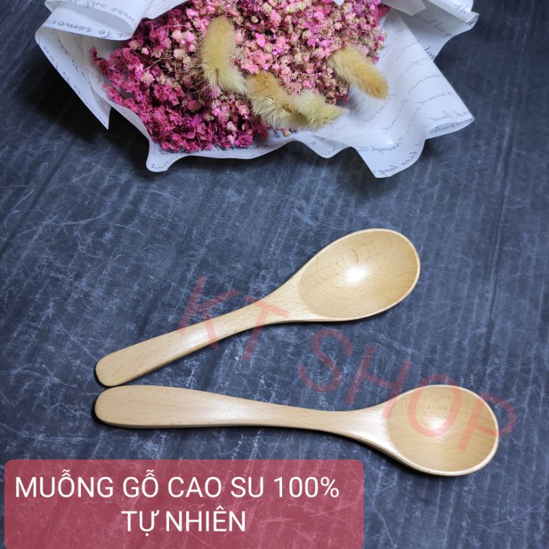 BỘ 5 MUỖNG (THÌA, MUI) BẰNG GỖ CAO SU 100% TỰ NHIÊN