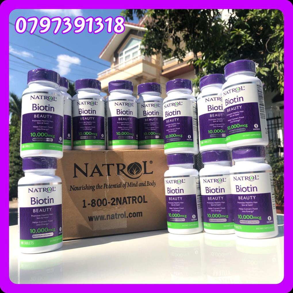 Hộp 100 viên Natral biotin Beauty 10,000mcg hỗ trợ ngăn ngừa rụng tóc và mọc tóc của Mỹ