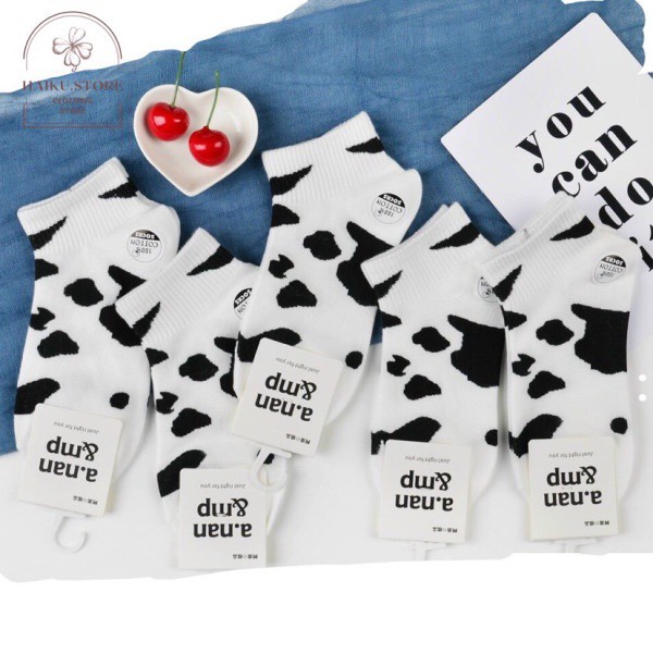 Tất nữ cổ ngắn cute hàn quốc, tất bò sữa cổ thấp cho nữ xinh xắn