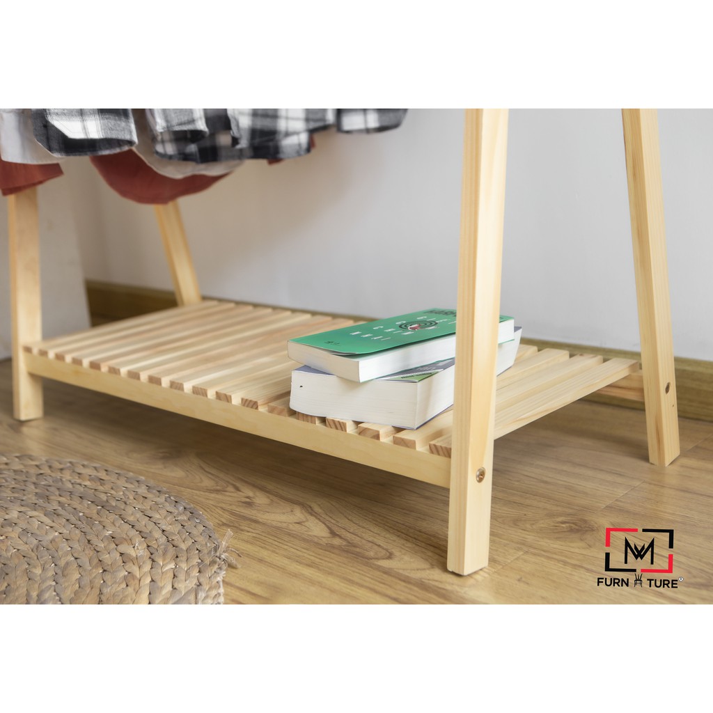 GIÁ TREO QUẦN ÁO CHỮ A HÀN QUỐC 1 TẦNG MÀU GỖ - A HANGER 1F CAO 1M25 - NỘI THẤT CĂN HỘ | BigBuy360 - bigbuy360.vn