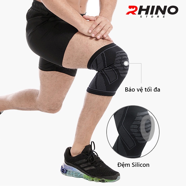 [Mã BMLT30 giảm đến 30K đơn 299K] Băng bảo vệ đầu gối Bó gối thể thao Rhino P7731 có đệm Silicon