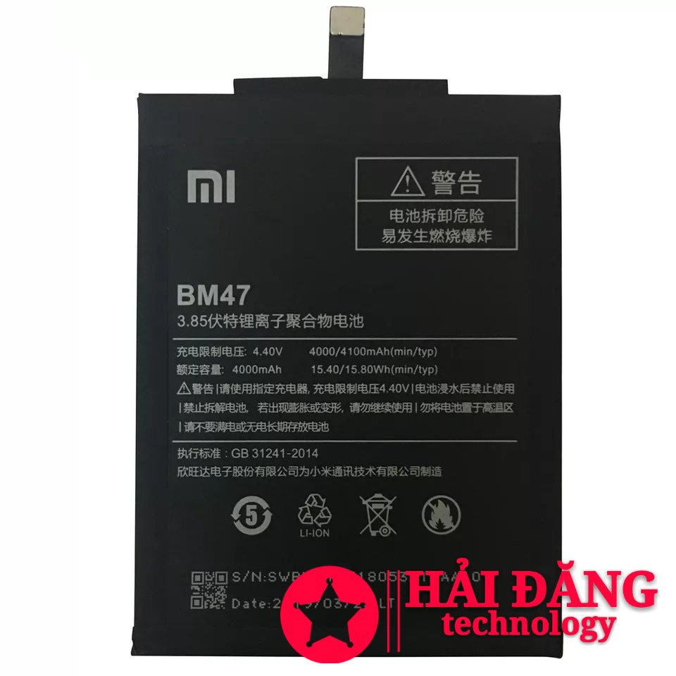 Pin Xiaomi Redmi 3 Redmi 3S Redmi 3X Redmi 4X BM47 - Tặng Seal Dán Pin