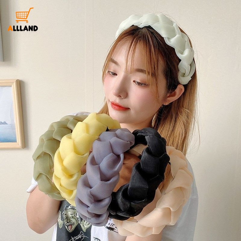 Băng Đô Bản Rộng Bằng Lưới Màu Trơn Phong Cách Hàn Quốc Cổ Điển Dễ Phối Đồ Cho Nữ