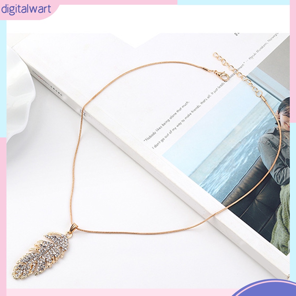 Bộ Dây Chuyền + Bông Tai Dáng Dài Hình Chiếc Lá Đính Đá Thời Trang Cho Nữ