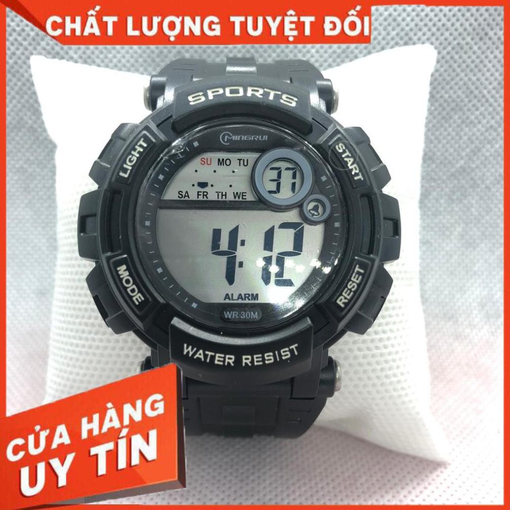 FREESHIP -  Đồng Hồ Thể Thao Nam Nữ Học Sinh Mingrui Chính Hãng Màu Đen Mặt Tròn 38mm Dây Cao Su Chống Va Đập Chống Nước | BigBuy360 - bigbuy360.vn