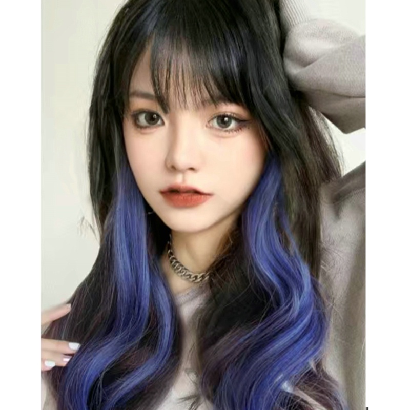 Bộ Tóc Giả Dài Xoăn Tự Nhiên Màu Sắc Gradient