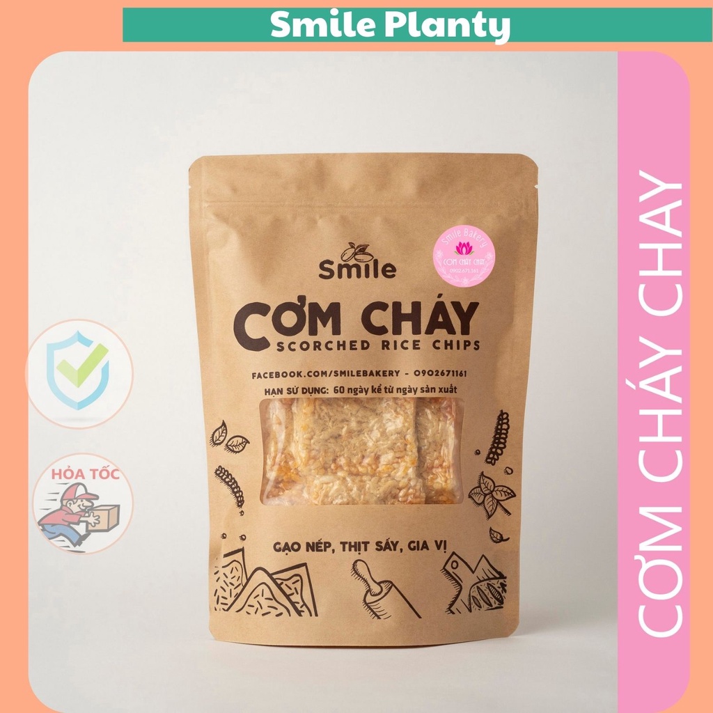 Cơm cháy Chay Smile , đồ ăn dành cho người ăn Chay, túi cơm cháy 250gr - SmilePlanty