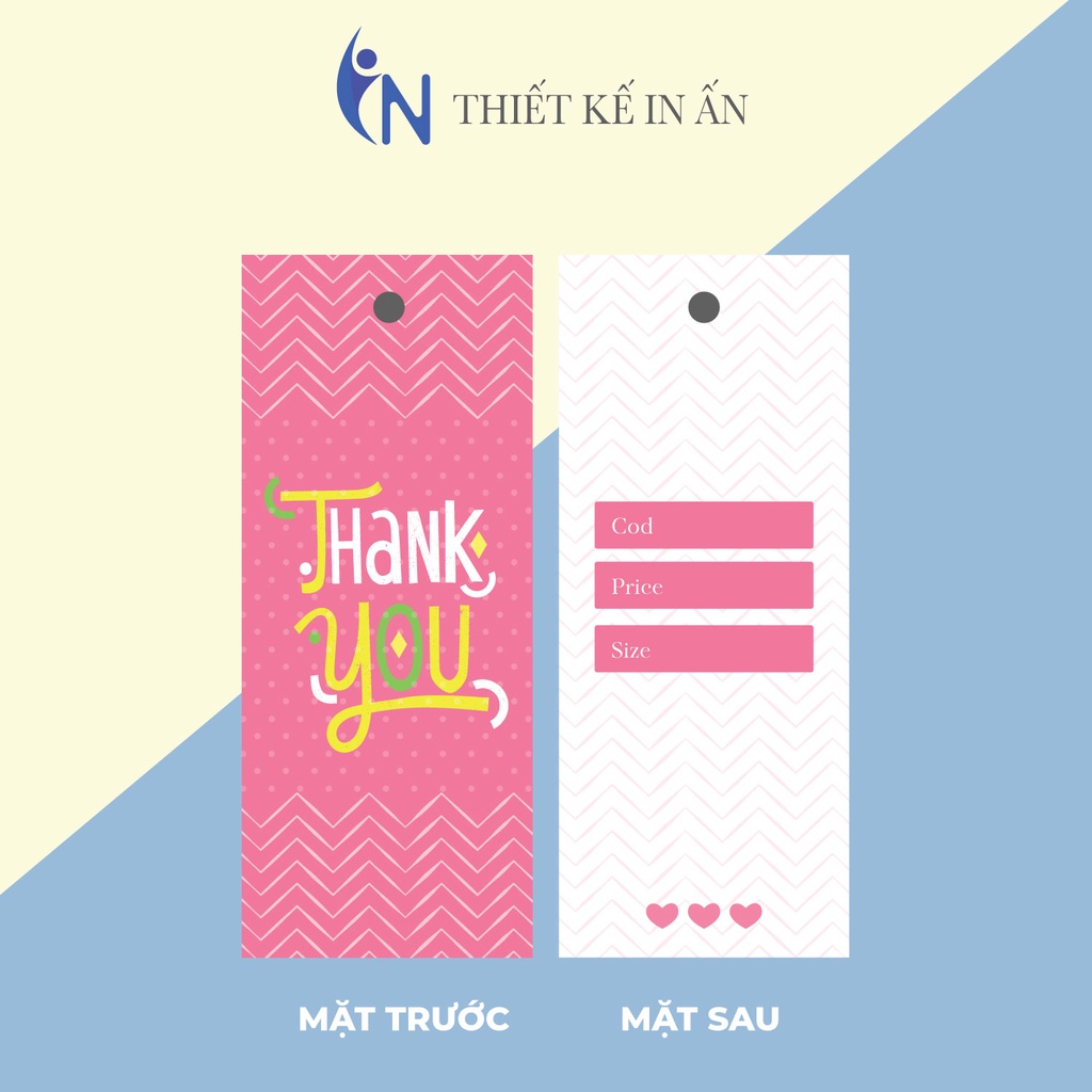 100 Tag Quần Áo, Mác Treo Quần Áo, Thẻ Treo Thời Trang Size 9x3.6cm Có Đục Lỗ , Chất Liệu C300 Cán Màn Mờ