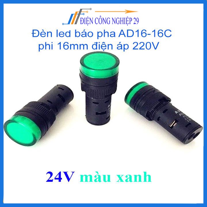 Đèn led báo pha AD16-16C phi 16mm điện áp 220vac gắn tủ điện
