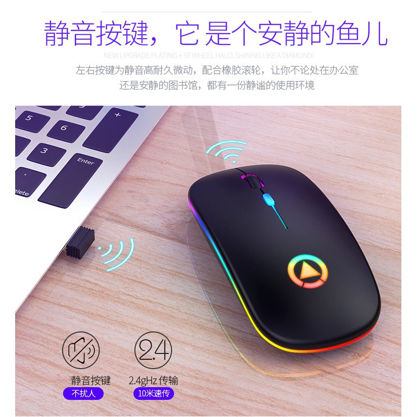 Chuột không dây Bluetooth tự sạc pin KENDO688 không tiếng click sạc 1 lần dùng 1 tuần cho Laptop macbook PC Tivi