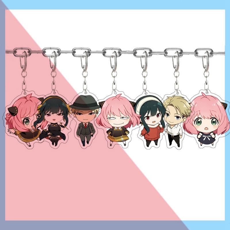 flowersqueen Móc Khóa Nhựa Acrylic Hình Nhân Vật Anime Yor Loid Anya