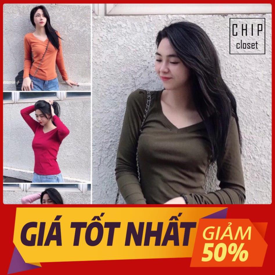 Áo Thun Dài Tay Nữ Trơn - Áo Thun Cổ Tim Nhiều Màu Chất Cotton Giữ Nhiệt - Hàng Chuẩn Cao Cấp Nhiều Màu GAP005 ⚡