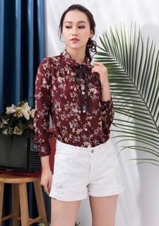 👚SƠ MI VOAN LỤA - CỔ THẮT NƠ
