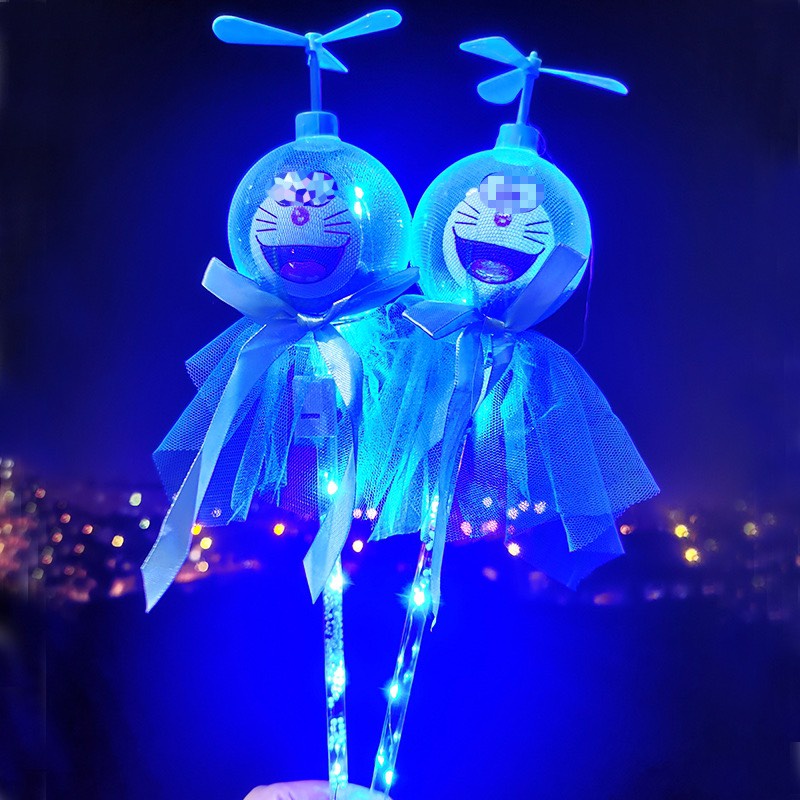 Đồ chơi bóng galaxy trong suốt, có tay cầm + đèn led và chong chóng nhiều hình thù hoạt hình KingKids