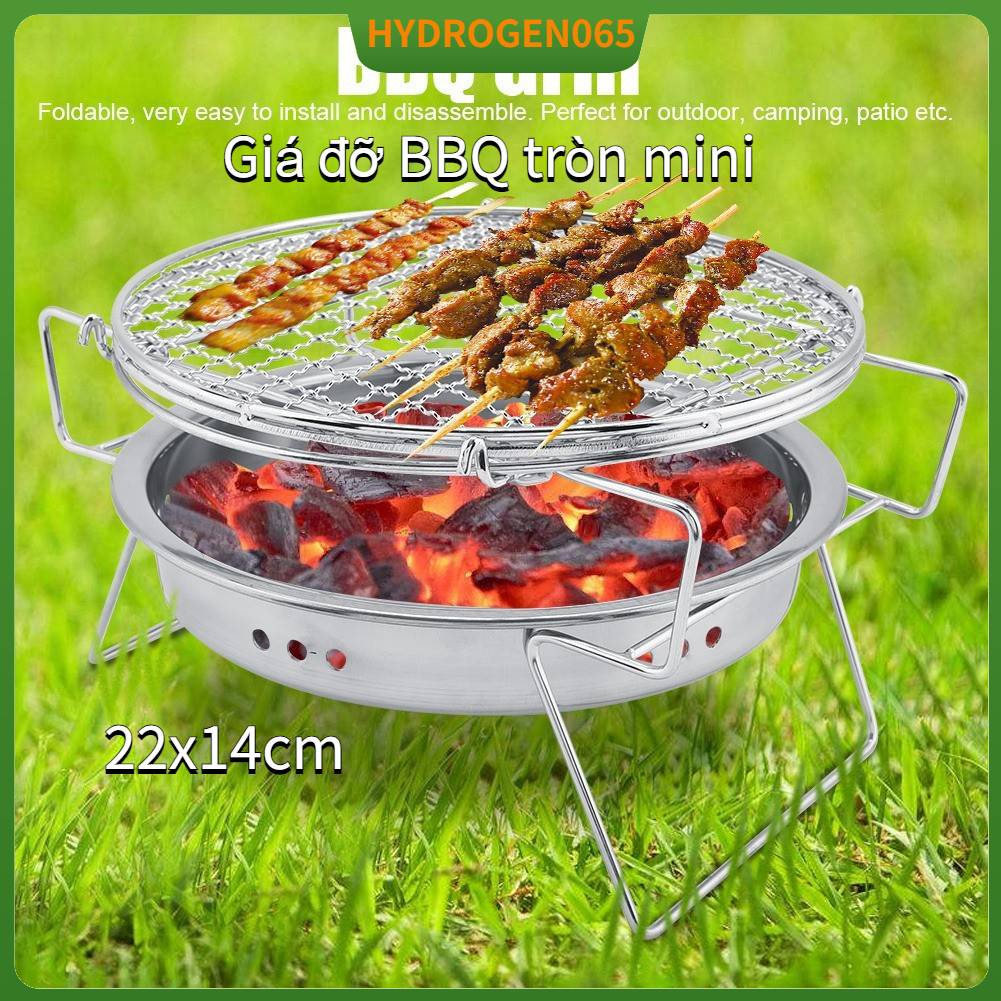 Hàng giao ngayThép không gỉ Mini BBQ Grill Gấp Di động Thích hợp cho các hiên cắm trại ngoài trời