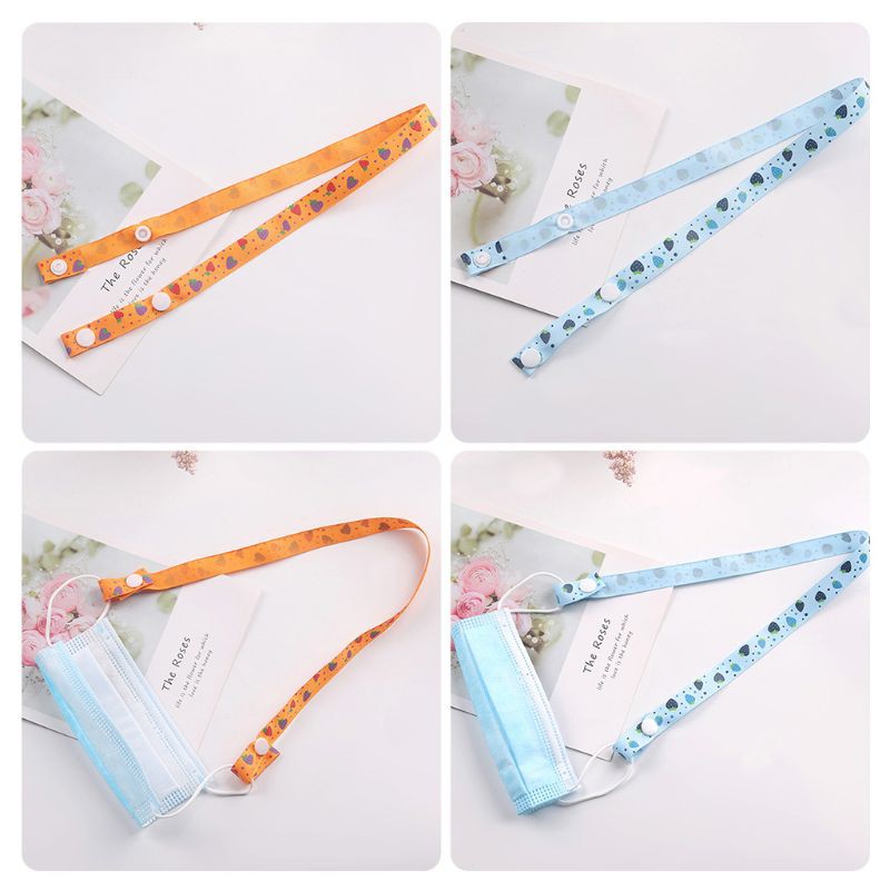 Set 4 Dây Đeo Khẩu Trang In Hình Dâu Tây Dễ Thương Cho Bé