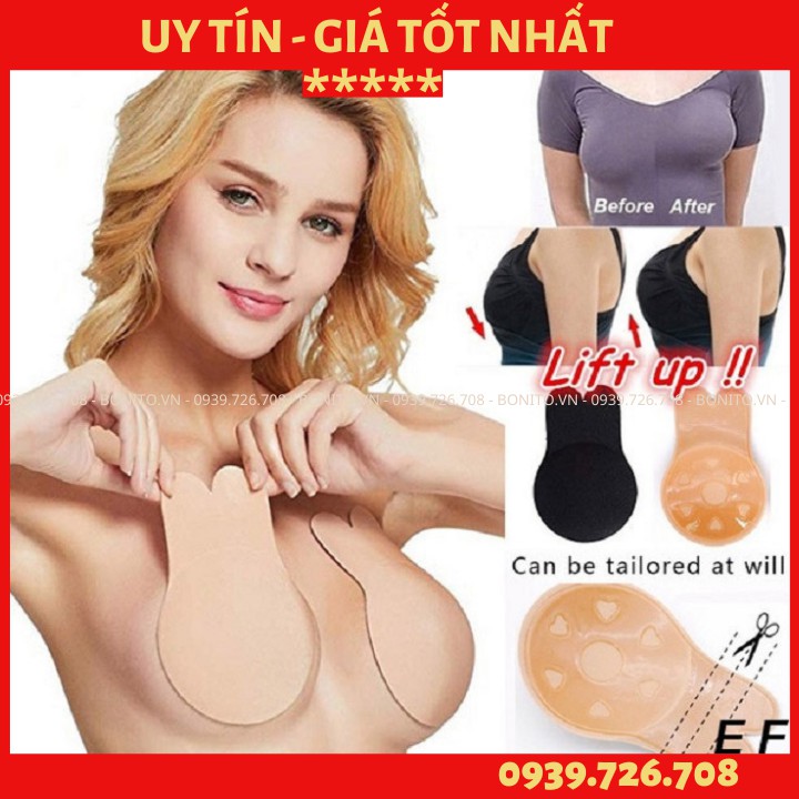 Miếng dán núm ti ngực tai thỏ❤️FREESHIP❤️Miếng dán ti silicon bọc vải kết hợp nâng kéo ngực độ bám dính cực tốt