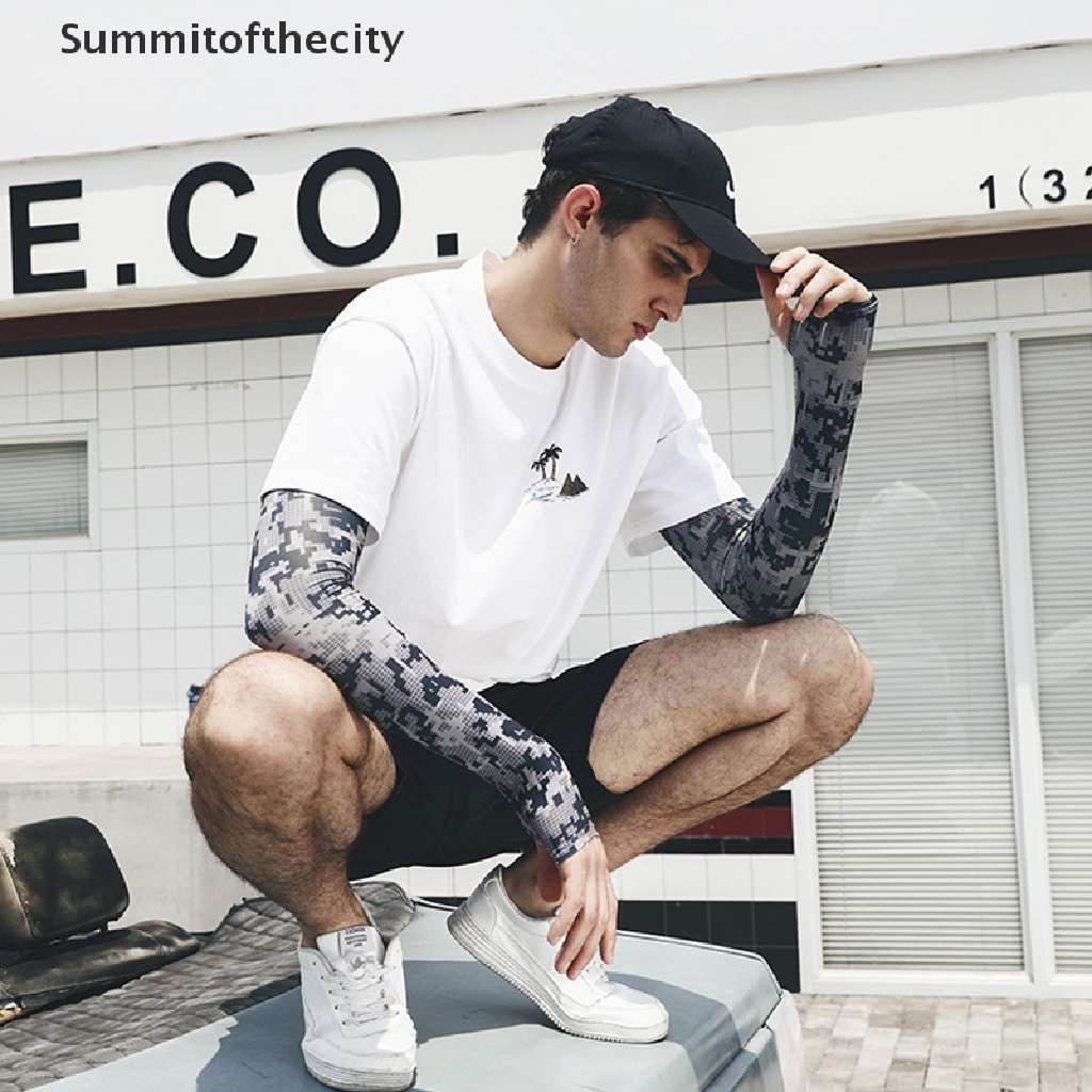 Găng Cánh Tay Chống Tia UV Bằng Lụa Lạnh Họa Tiết Rằn Ri