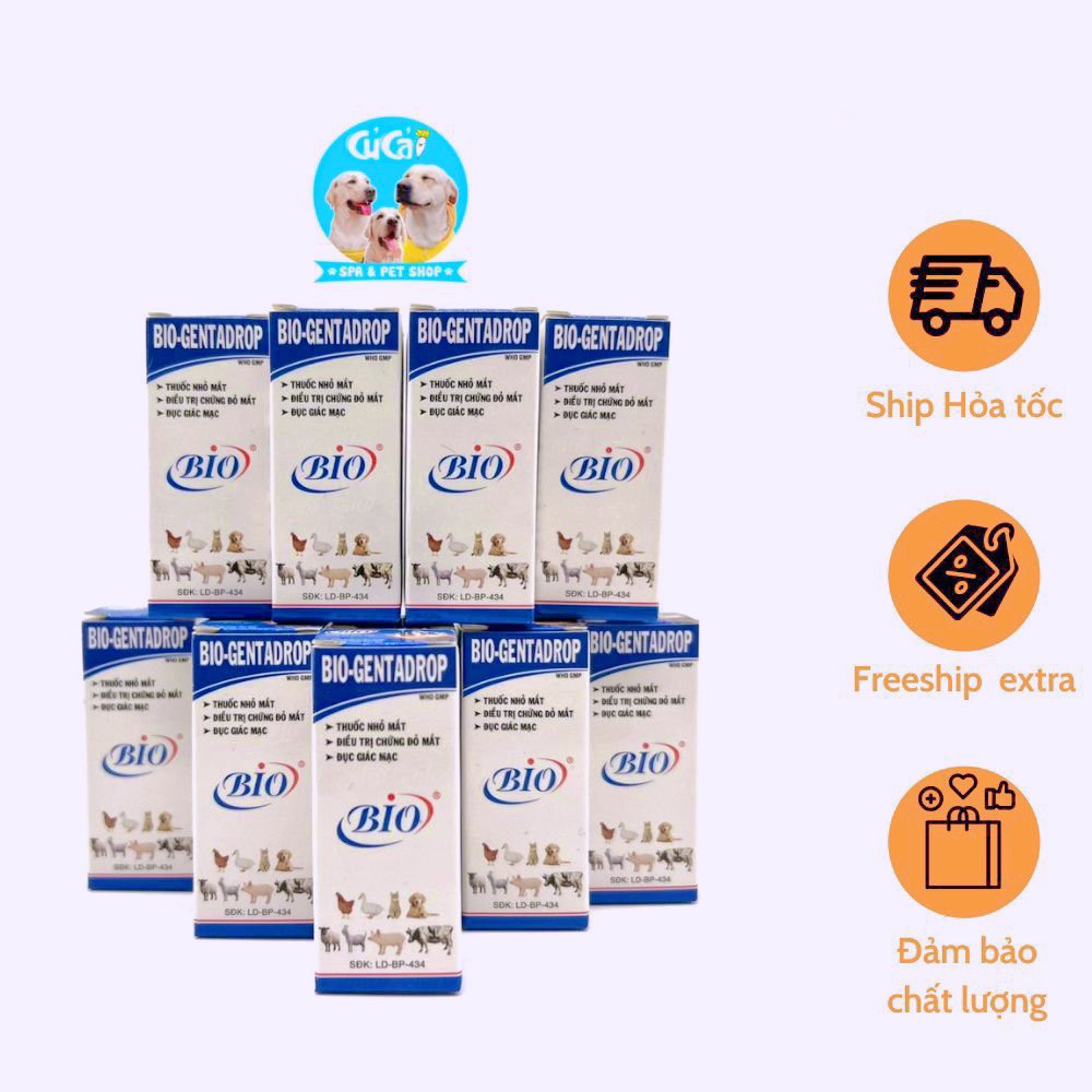 Dung dịch nhỏ mắt Bio Gentadrop 10ml cho chó mèo, nhỏ mắt phòng, loại bỏ các vấn đề về mắt cho thú cưng Củ Cải Pet Shop