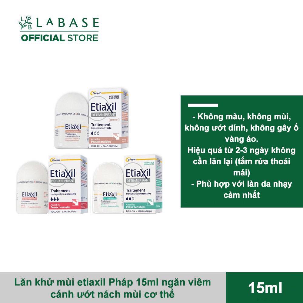 Lăn khử mùi Etiaxil Pháp 15ml khử mùi giảm mồ hôi hiệu quả [Hàng nhập khẩu chính hãng]