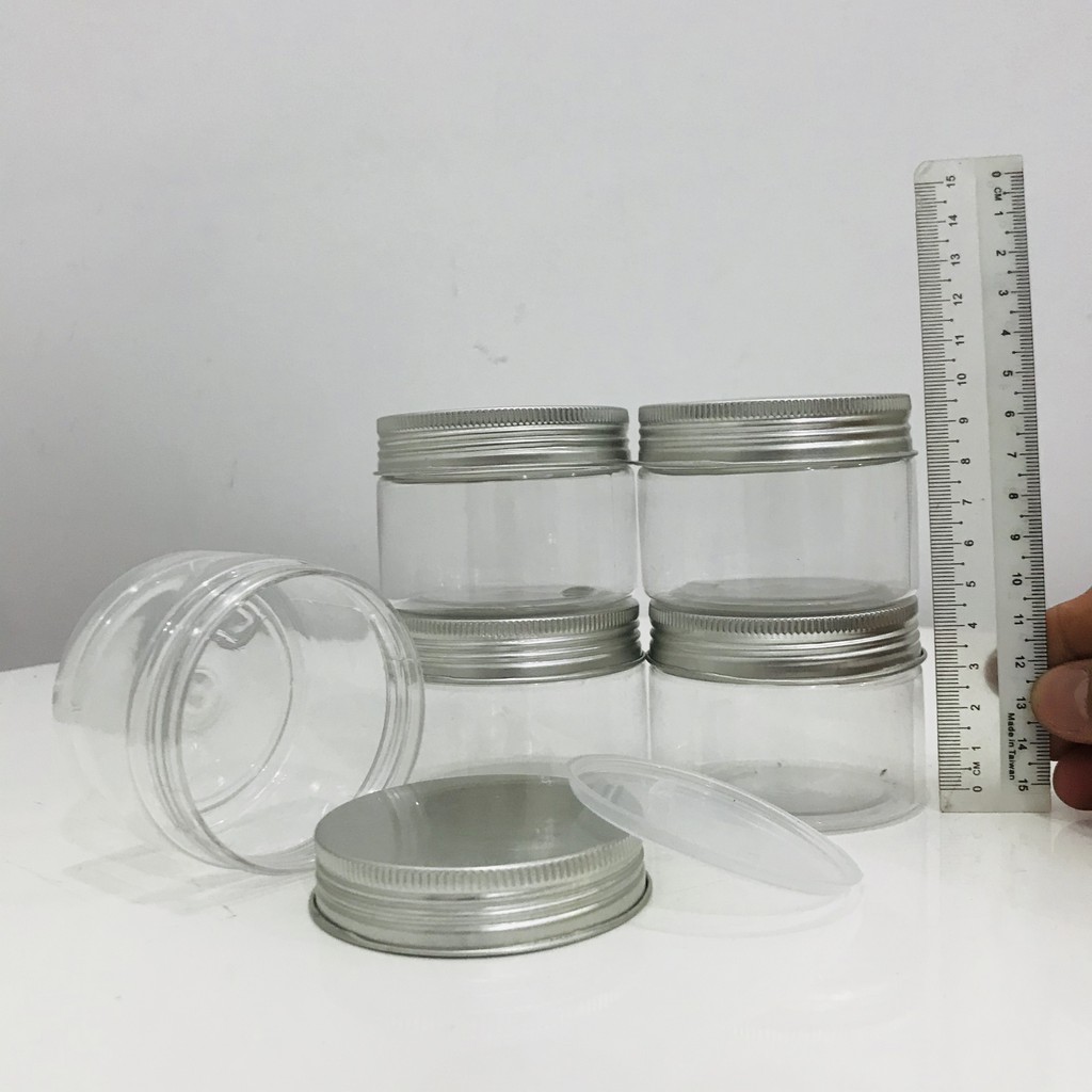 10 HỦ NHỰA NẮP NHÔM 100GR - BỘ 10 HỦ NHỰA TRÒN NẮP NHÔM THIẾC 100GR CÓ NẮP LÓT - 10 HỦ PET 100GR đựng Mỹ phẩm