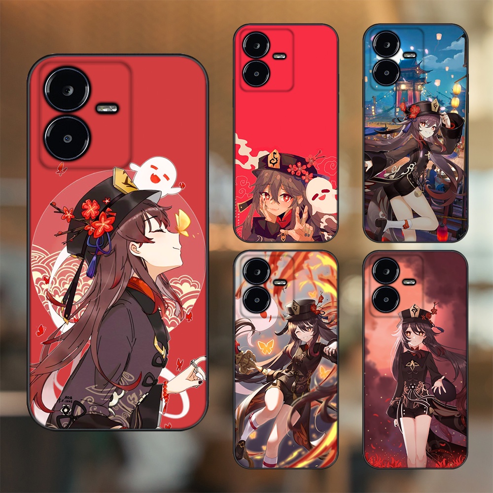 Ốp lưng Vivo Y22s viền đen in hình Hutao Genshin Impact