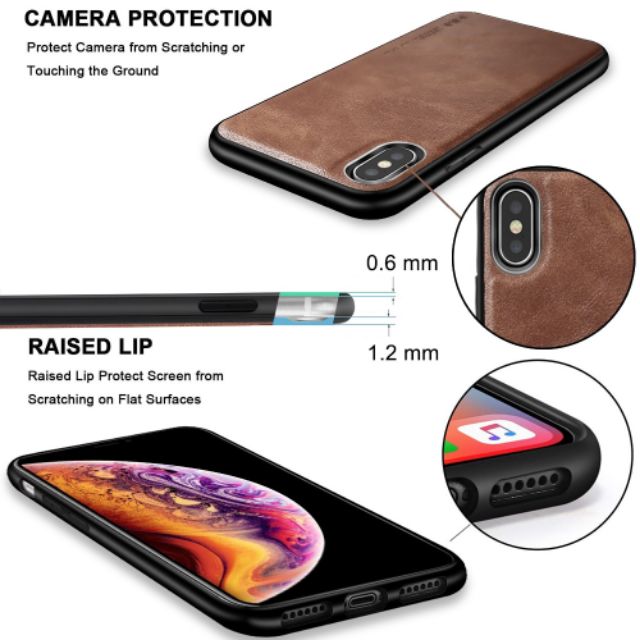 Ốp điện thoại phối da màu trơn thiết kế siêu mỏng cho iPhone 6/6S/7/7plus/X/XS/XS MAX