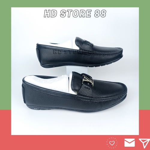 Giày lười nam da thật cao cấp hàng đóng thủ công chuẩn chỉ từng đường kim mũi chỉ HD STORE 88 TẶNG 1 LÓT GIÀY