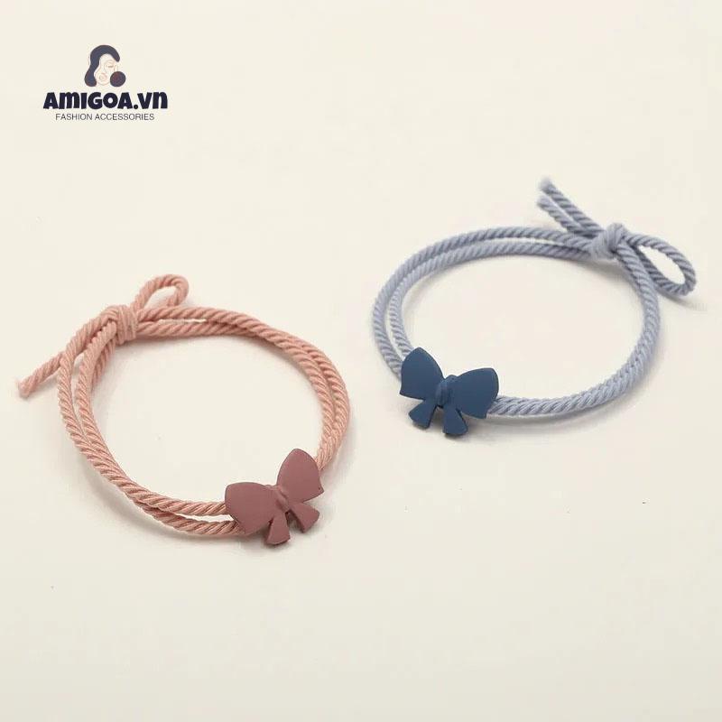 Dây Thun Cột Tóc Bằng Cao Su Bọc Vải Phối Da Kiểu Hoạt Hình Dành Cho Bé Gái