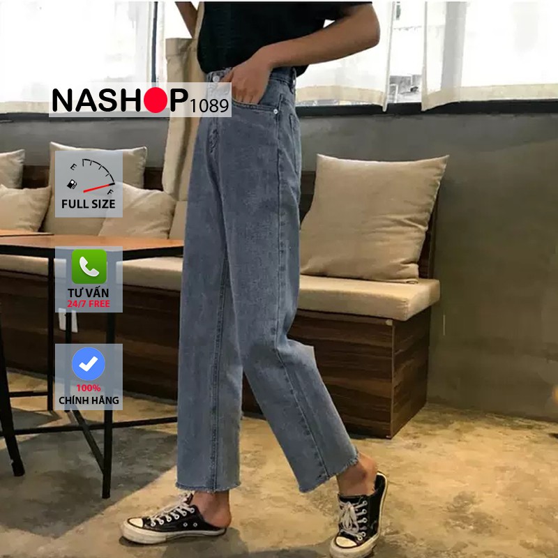 Quần jean bò ống rộng quần jean bò ống suông jeans nữ lưng cao cạp cao quần nữ đẹp hot 2021 QT03 nashop 1089