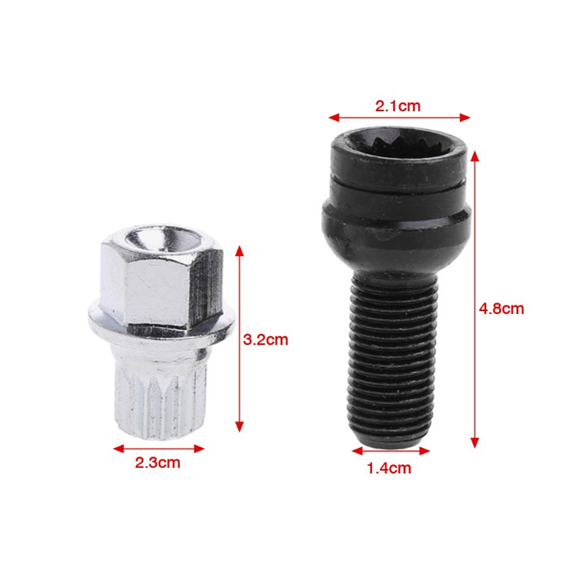 chin 4+1 Wheel Bolt Lock Lug Nut Set With Key