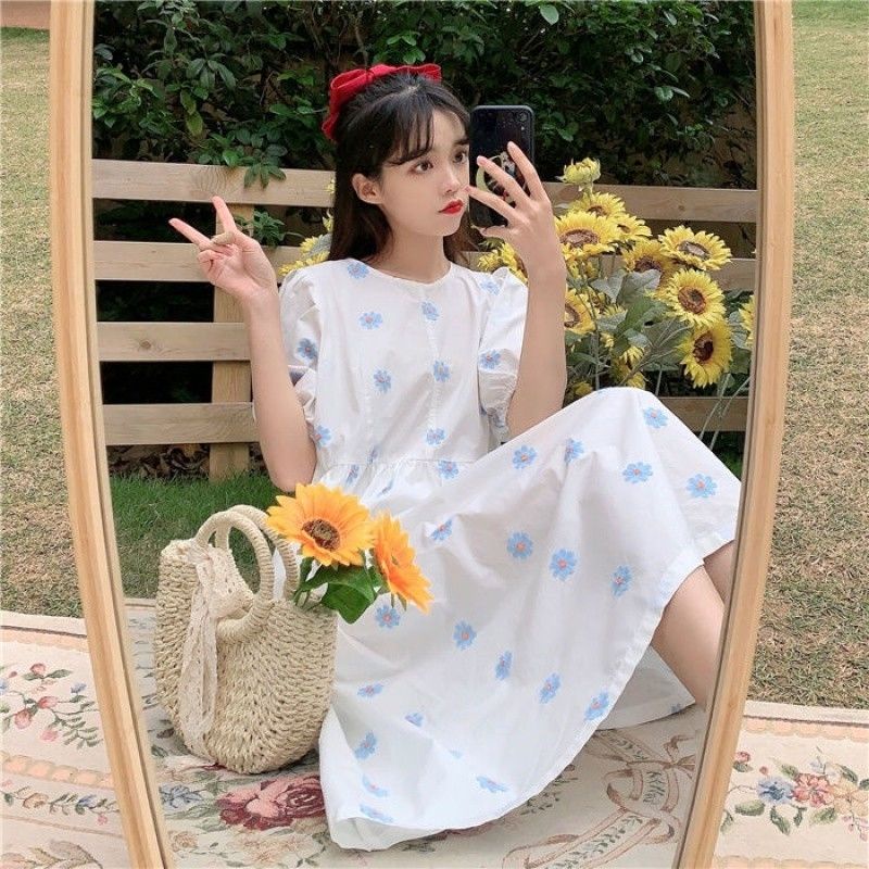 Váy babydoll đầm bầu đầm babydoll Đầm Tay Phồng Váy tiểu thư Váy xinh nữ