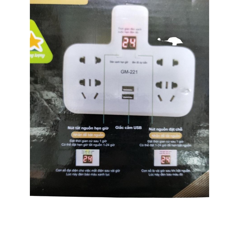 Ổ Cắm Điện Hẹn Giờ Đa Năng Thông Minh GM-221 Có 2 Cổng USB