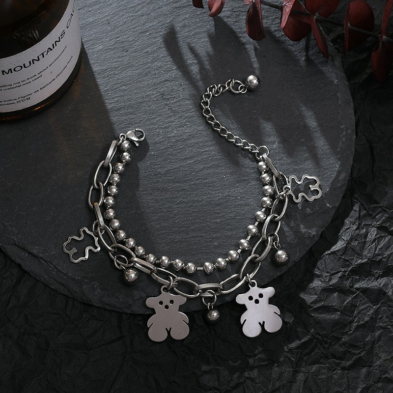 Vòng Tay Hai Lớp Đính Hạt Hình Gấu Dễ Thương Phong Cách Hàn Quốc Cho Nữ | BigBuy360 - bigbuy360.vn