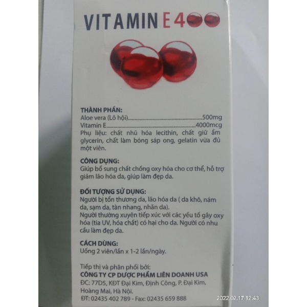 VITAMINE E ĐỎ NGA 400mg