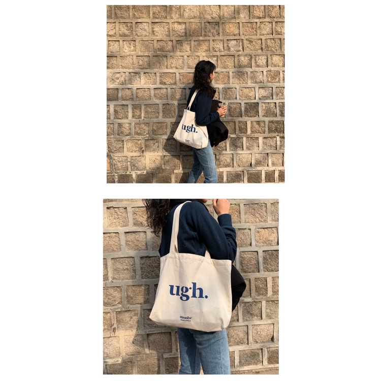 Túi Xách Canvas Cỡ Lớn In Chữ Phong Cách Hàn Quốc Thời Trang Cho Nữ